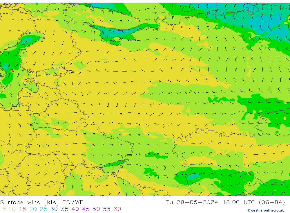 Rüzgar 10 m ECMWF Sa 28.05.2024 18 UTC