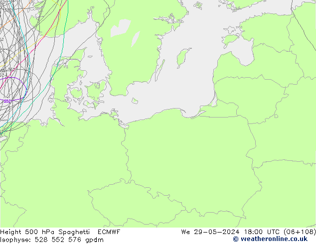 Height 500 hPa Spaghetti ECMWF Qua 29.05.2024 18 UTC