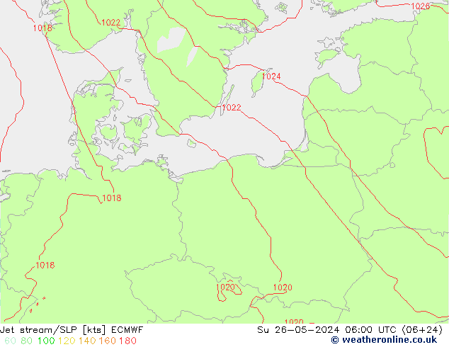 джет/приземное давление ECMWF Вс 26.05.2024 06 UTC