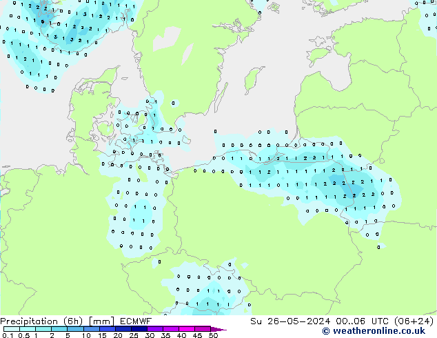 Precipitación (6h) ECMWF dom 26.05.2024 06 UTC