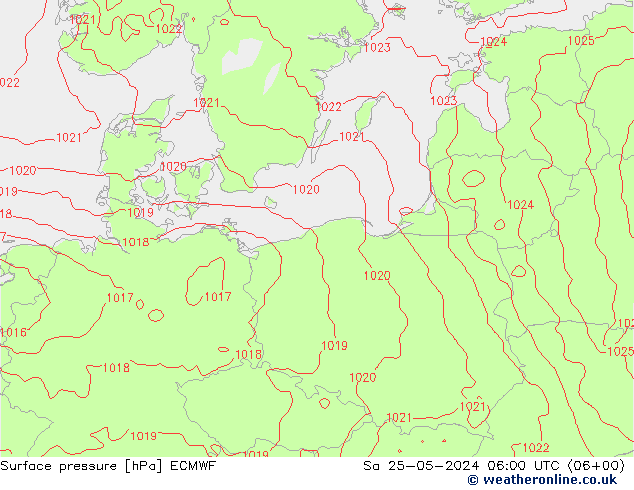 pressão do solo ECMWF Sáb 25.05.2024 06 UTC