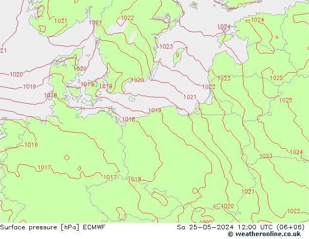 Surface pressure ECMWF Sa 25.05.2024 12 UTC