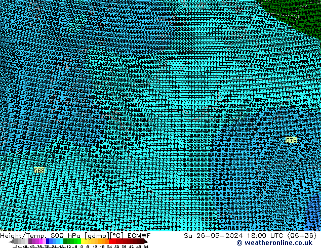 Height/Temp. 500 hPa ECMWF Su 26.05.2024 18 UTC