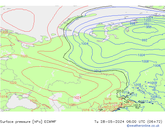 pressão do solo ECMWF Ter 28.05.2024 06 UTC