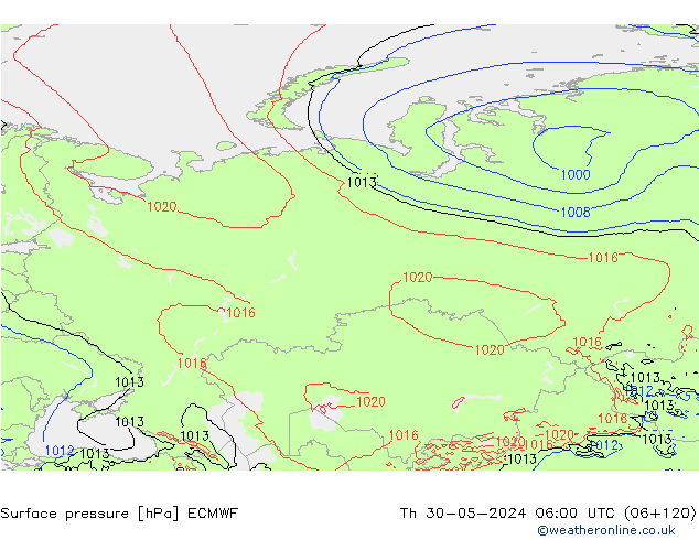 Surface pressure ECMWF Th 30.05.2024 06 UTC