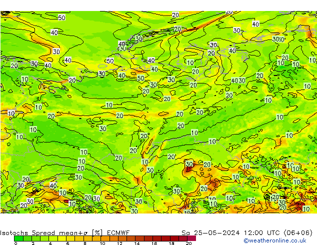 Isotachen Spread ECMWF za 25.05.2024 12 UTC