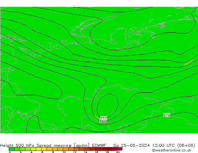 Geop. 500 hPa Spread ECMWF sáb 25.05.2024 12 UTC