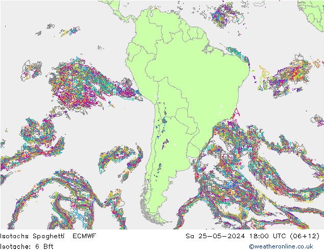 Isotachs Spaghetti ECMWF So 25.05.2024 18 UTC