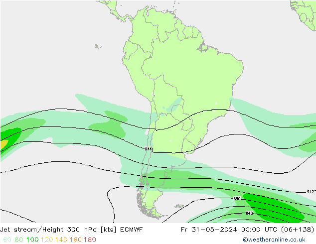 Jet stream/Height 300 hPa ECMWF Fr 31.05.2024 00 UTC