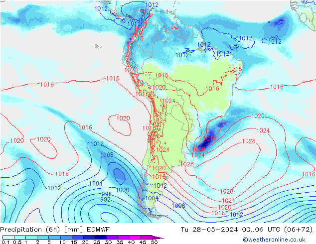 opad (6h) ECMWF wto. 28.05.2024 06 UTC