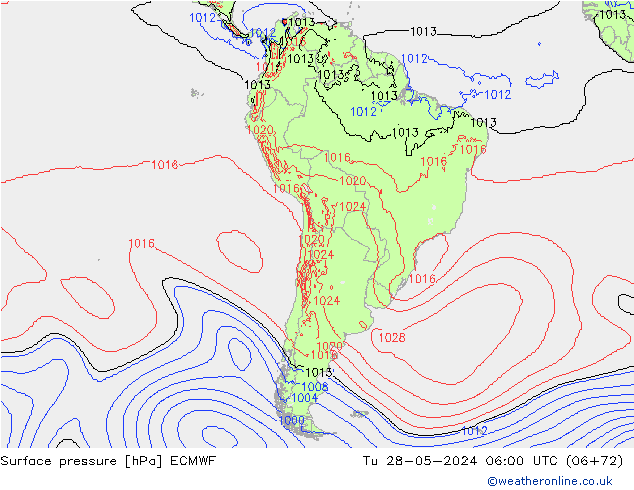 приземное давление ECMWF вт 28.05.2024 06 UTC