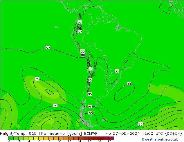 Height/Temp. 925 hPa ECMWF Mo 27.05.2024 12 UTC