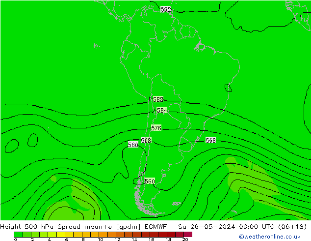 Height 500 hPa Spread ECMWF Su 26.05.2024 00 UTC