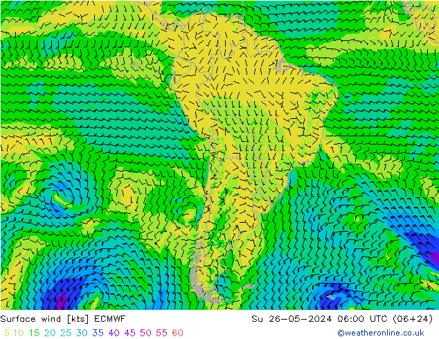 Wind 10 m ECMWF zo 26.05.2024 06 UTC