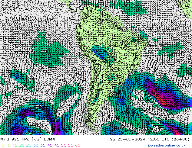 Wind 925 hPa ECMWF za 25.05.2024 12 UTC