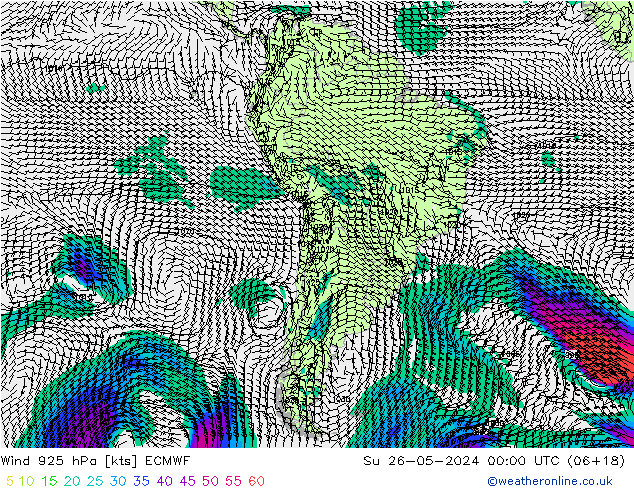 Rüzgar 925 hPa ECMWF Paz 26.05.2024 00 UTC