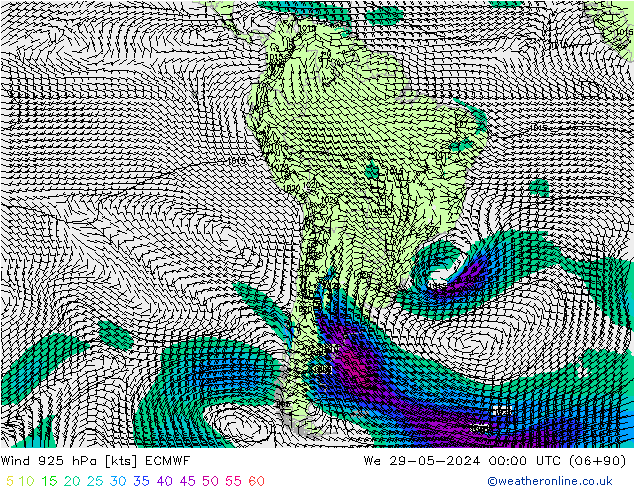 Wind 925 hPa ECMWF wo 29.05.2024 00 UTC