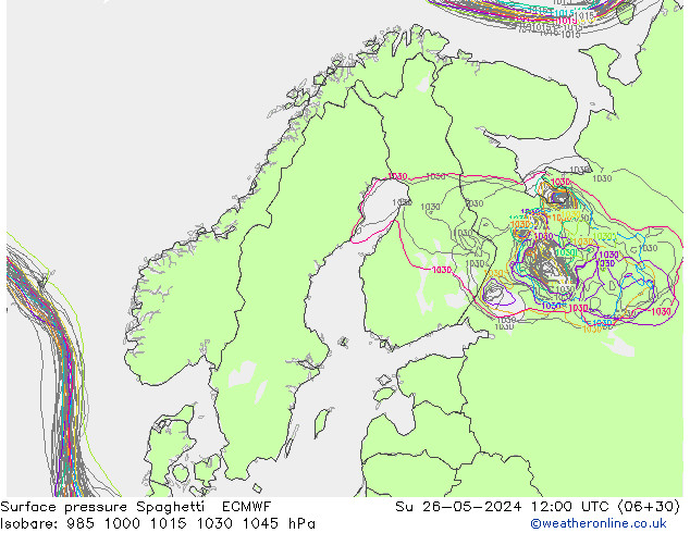 приземное давление Spaghetti ECMWF Вс 26.05.2024 12 UTC