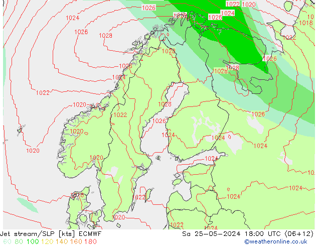 Prąd strumieniowy ECMWF so. 25.05.2024 18 UTC