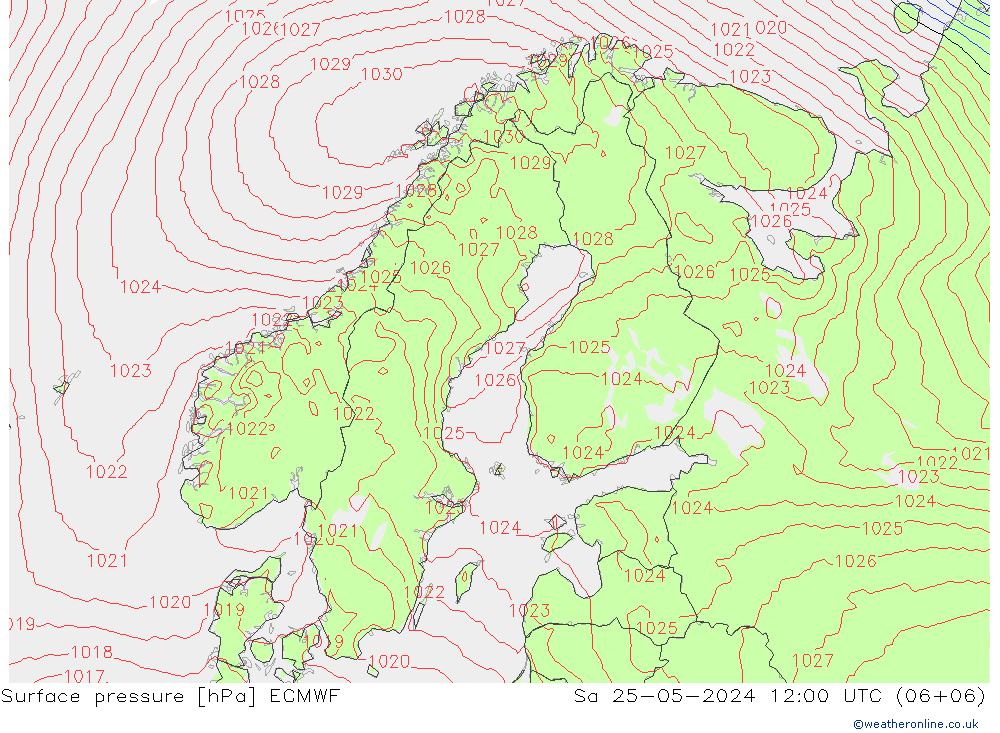 ciśnienie ECMWF so. 25.05.2024 12 UTC