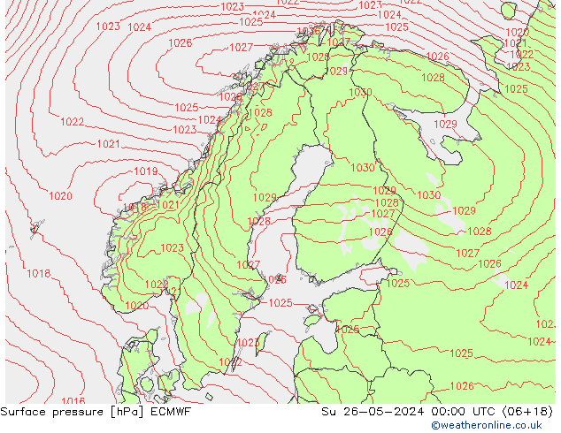 Surface pressure ECMWF Su 26.05.2024 00 UTC