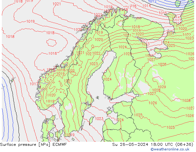 Bodendruck ECMWF So 26.05.2024 18 UTC