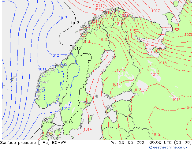 Atmosférický tlak ECMWF St 29.05.2024 00 UTC