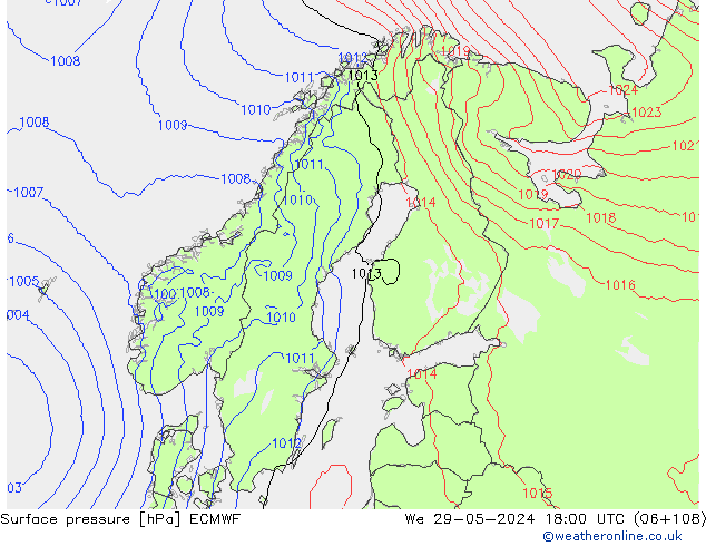 приземное давление ECMWF ср 29.05.2024 18 UTC