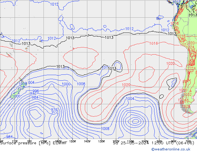 pressão do solo ECMWF Sáb 25.05.2024 12 UTC