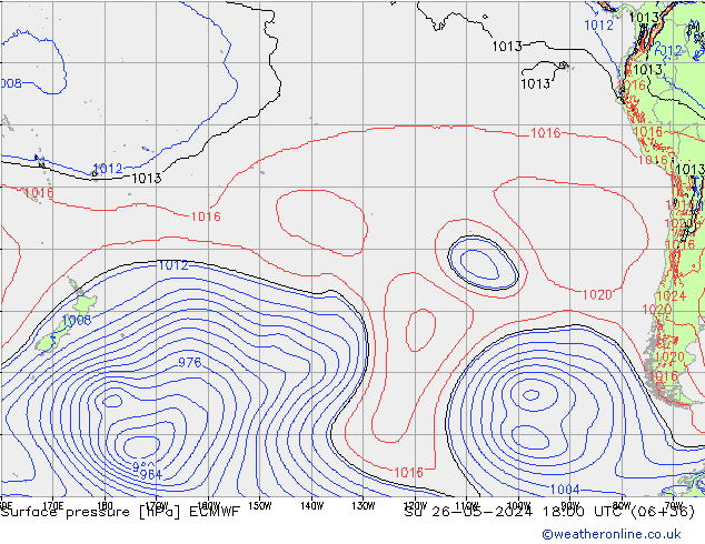 Presión superficial ECMWF dom 26.05.2024 18 UTC