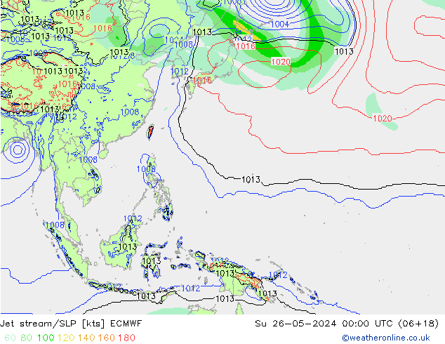 джет/приземное давление ECMWF Вс 26.05.2024 00 UTC