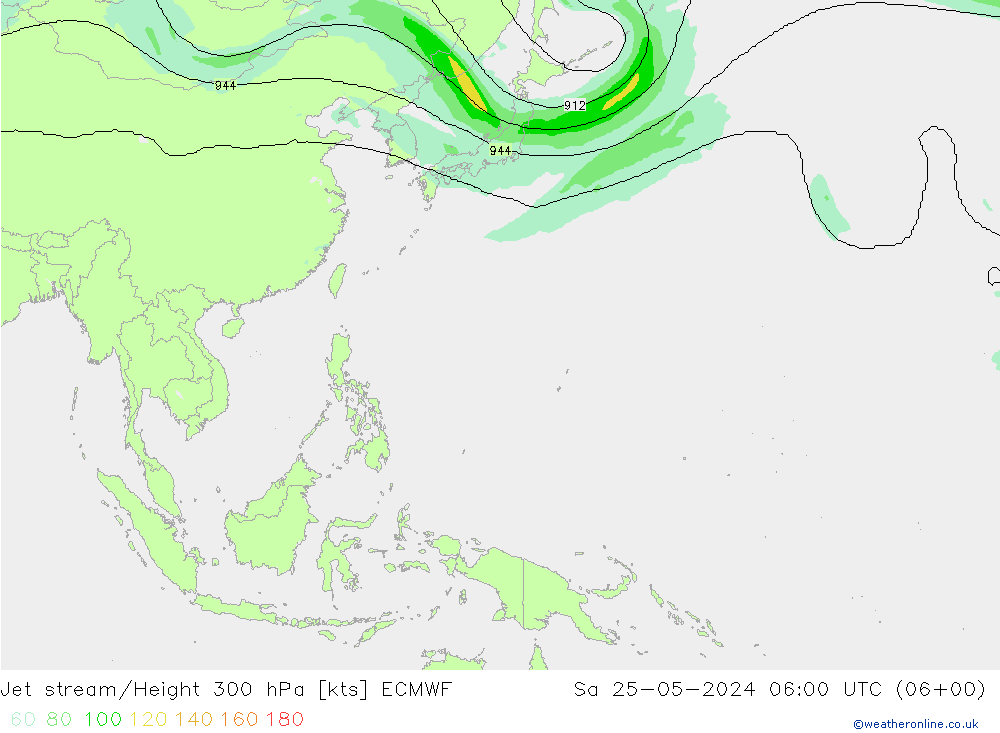 Jet stream ECMWF Sáb 25.05.2024 06 UTC