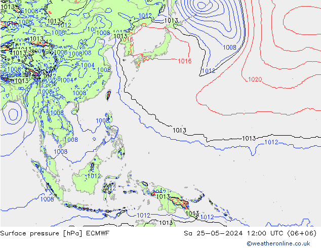 Surface pressure ECMWF Sa 25.05.2024 12 UTC