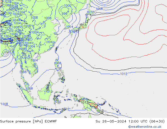 Surface pressure ECMWF Su 26.05.2024 12 UTC