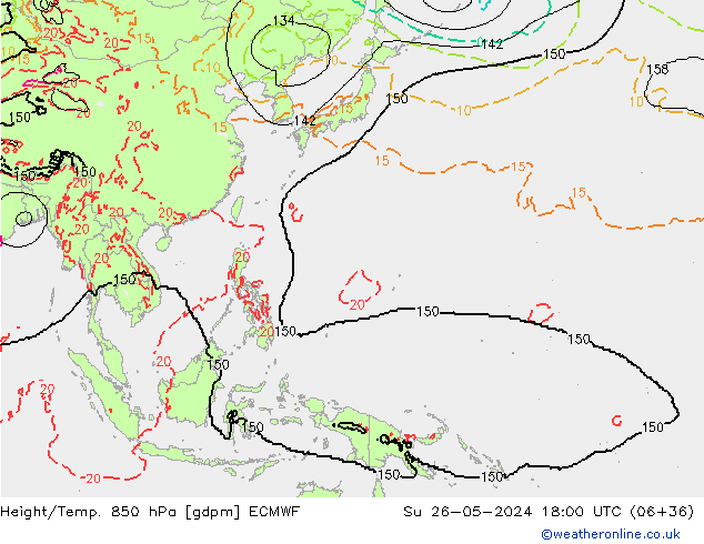 Height/Temp. 850 hPa ECMWF nie. 26.05.2024 18 UTC