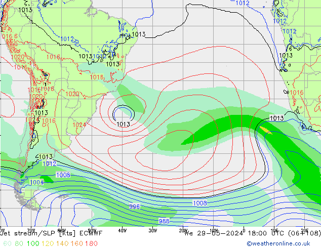 Straalstroom/SLP ECMWF wo 29.05.2024 18 UTC