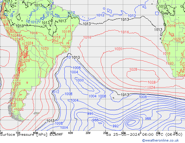 ciśnienie ECMWF so. 25.05.2024 06 UTC