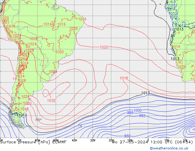 Pressione al suolo ECMWF lun 27.05.2024 12 UTC