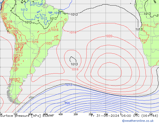 Atmosférický tlak ECMWF Pá 31.05.2024 06 UTC