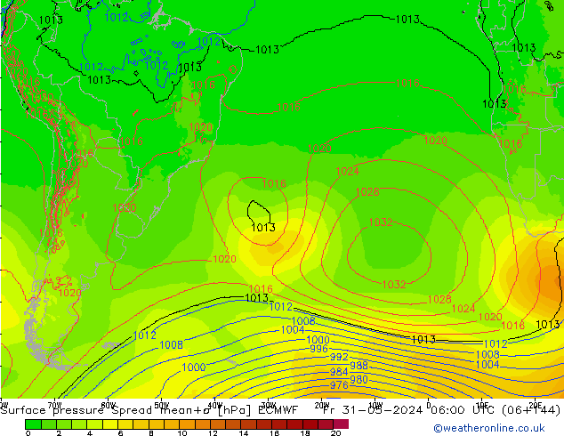 pressão do solo Spread ECMWF Sex 31.05.2024 06 UTC