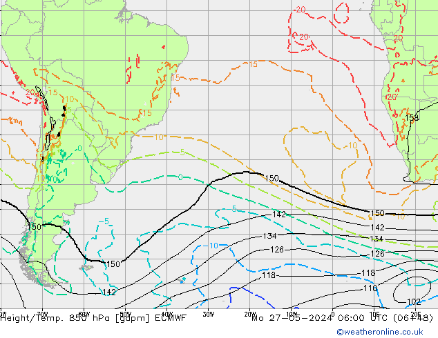 Height/Temp. 850 hPa ECMWF pon. 27.05.2024 06 UTC