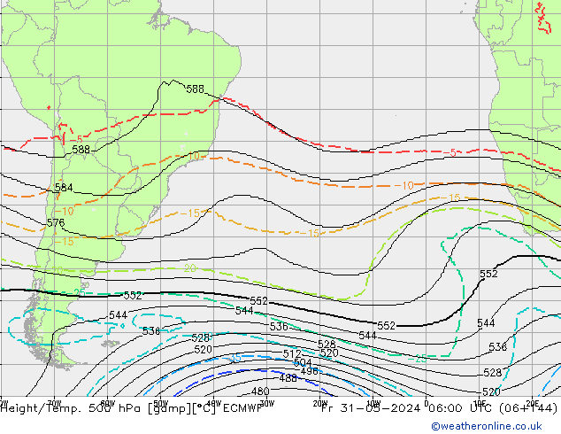 Height/Temp. 500 hPa ECMWF ven 31.05.2024 06 UTC