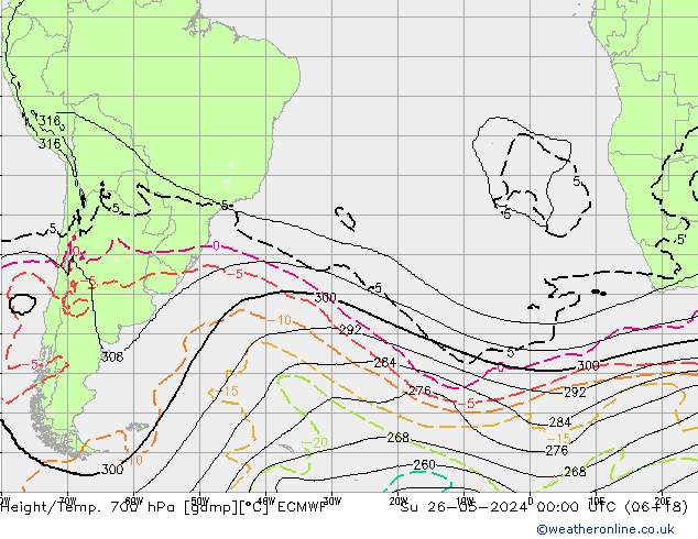 Height/Temp. 700 hPa ECMWF Ne 26.05.2024 00 UTC