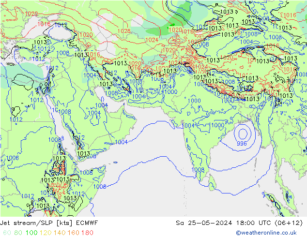 Jet stream/SLP ECMWF Sa 25.05.2024 18 UTC