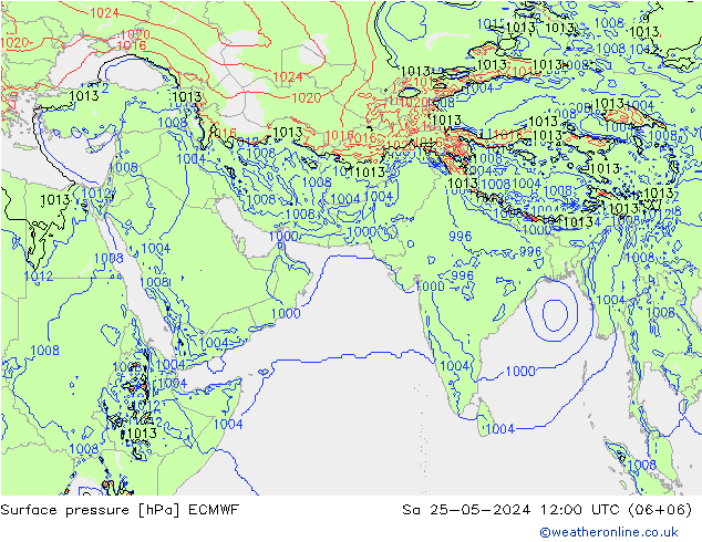 地面气压 ECMWF 星期六 25.05.2024 12 UTC