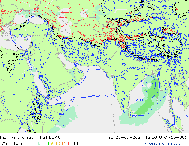 High wind areas ECMWF  25.05.2024 12 UTC