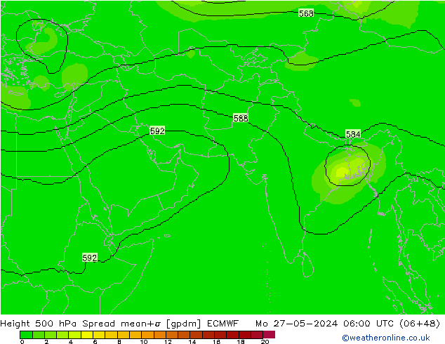 Height 500 hPa Spread ECMWF lun 27.05.2024 06 UTC