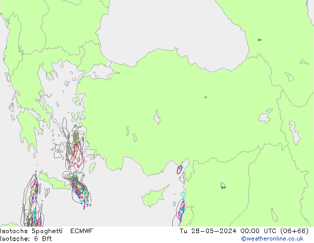 Isotachen Spaghetti ECMWF Di 28.05.2024 00 UTC