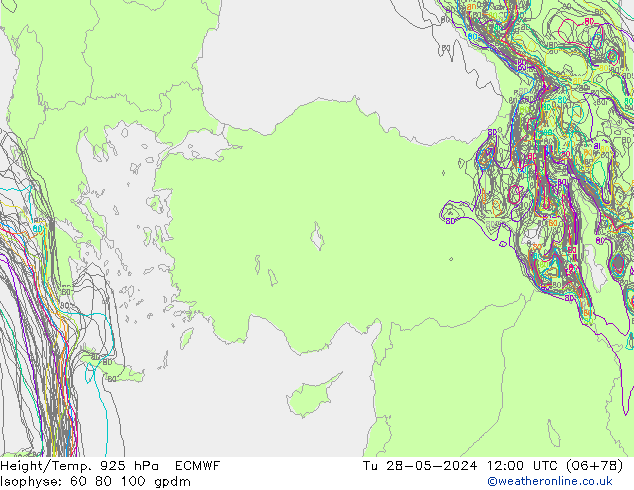Geop./Temp. 925 hPa ECMWF mar 28.05.2024 12 UTC
