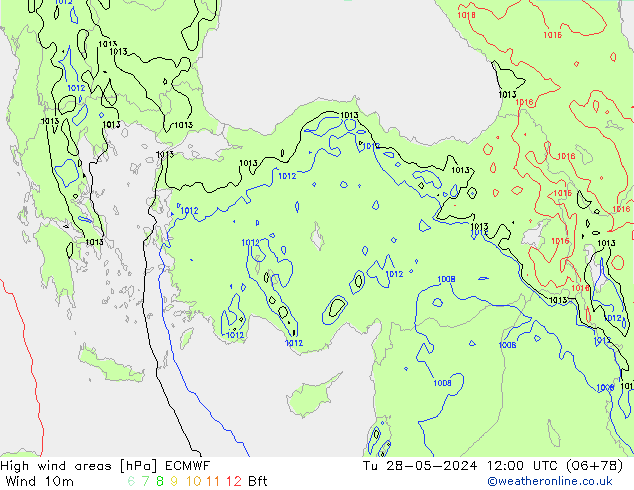 High wind areas ECMWF Tu 28.05.2024 12 UTC